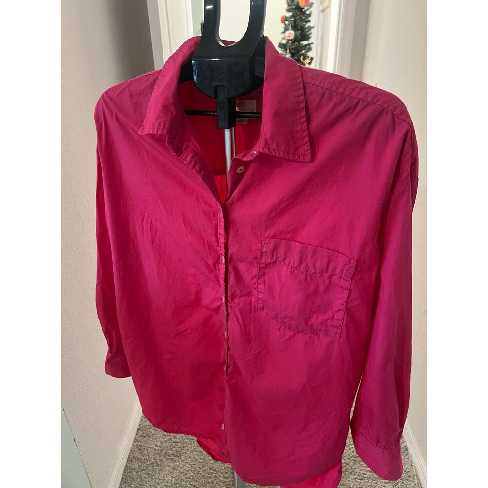 Maeve by Anthropologie Oversized Pink Button Down Shirt Dress Women’s Size Large - Picture 3 of 9